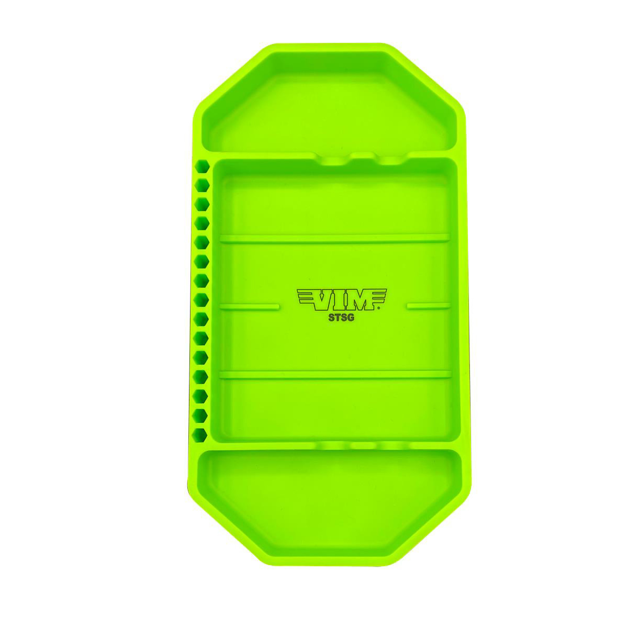 VIM Tools Small Silicone Tray — 11in. x 5.5in. x 1in., Non-Slip, Chemical Resistant, Green, Model# VIMSTSG